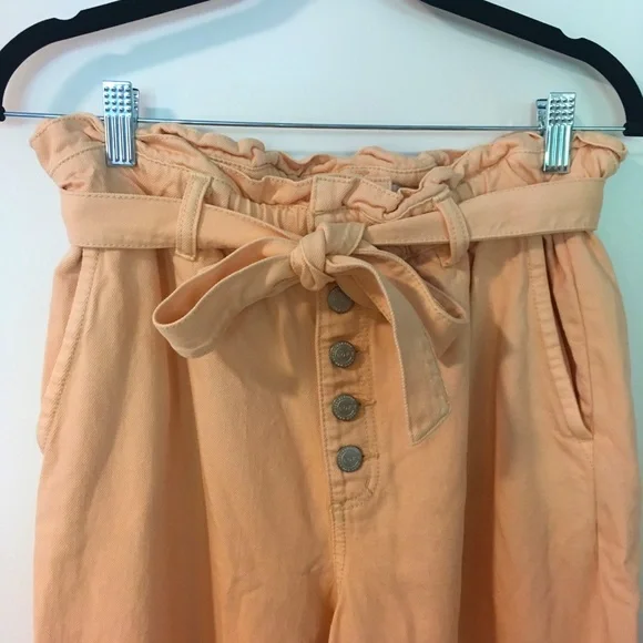Ann Taylor LOFT Peach-Toned Paperbag Pull On Jeans Size M - Picture 4 of 5